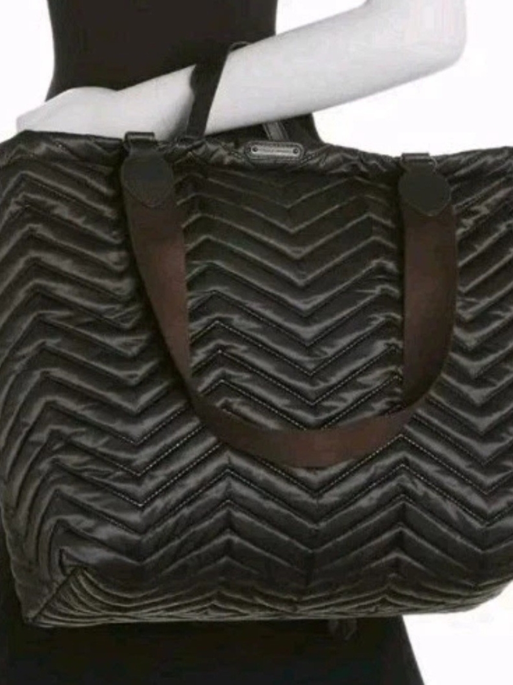 New Rebecca Minkoff Sienna Black Quilted Regan Style Tote Bag W Handles & Strap